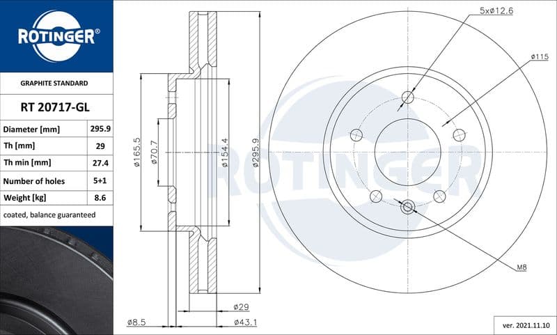 Disc frana ROTINGER GRAPHITE LINE RT 20717-GL