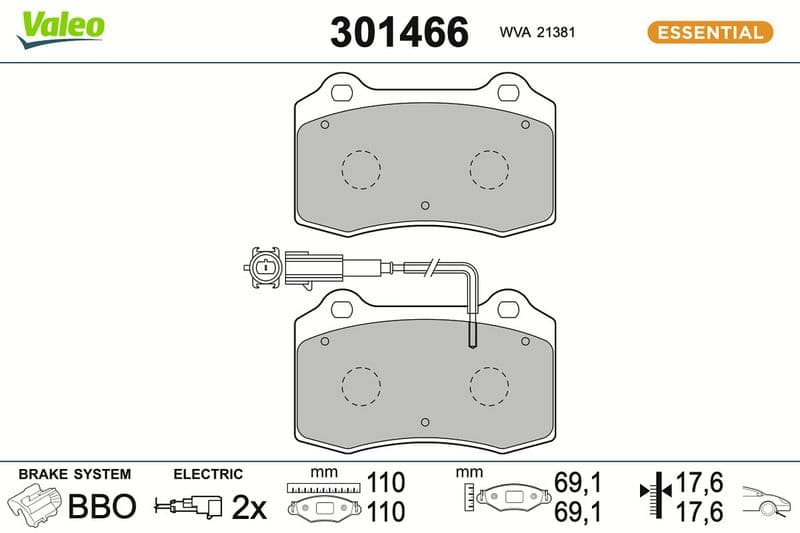 set placute frana,frana disc VALEO ESSENTIAL 301466