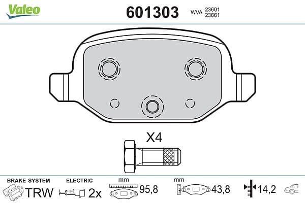 set placute frana,frana disc VALEO 601303