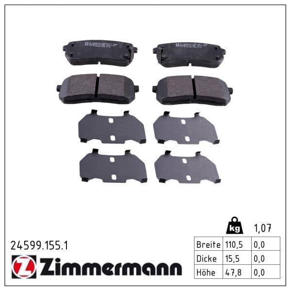 set placute frana,frana disc ZIMMERMANN 24599.155.1