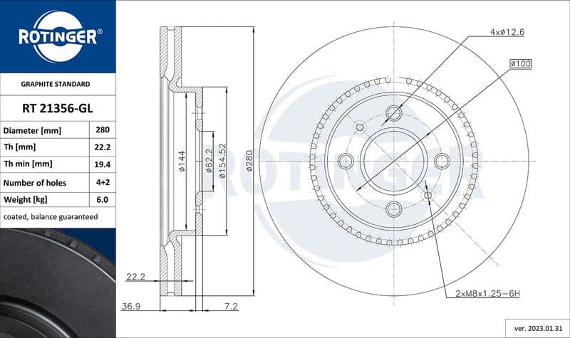 Disc frana ROTINGER GRAPHITE LINE RT 21356-GL