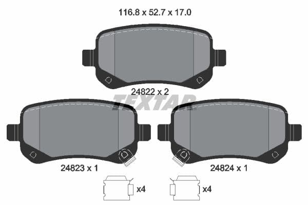 set placute frana,frana disc TEXTAR 2482201