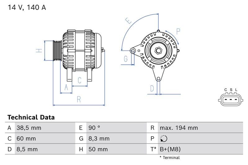 Generator / Alternator BOSCH 0 986 086 840
