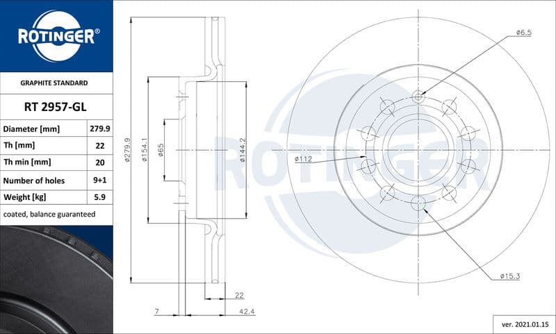 Disc frana ROTINGER GRAPHITE LINE RT 2957-GL