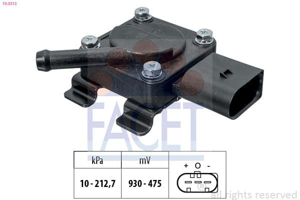 Senzor, presiune gaze evacuare FACET Made in Italy - OE Equivalent 10.3312