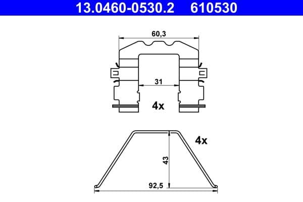 Set accesorii, placute frana ATE 13.0460-0530.2