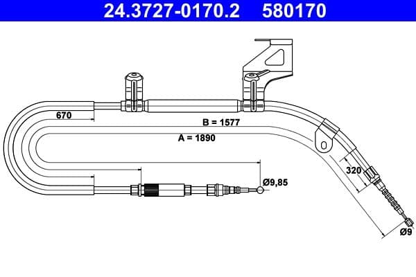 Cablu, frana de parcare ATE 24.3727-0170.2