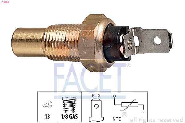 senzor,temperatura lichid de racire FACET Made in Italy - OE Equivalent 7.3080