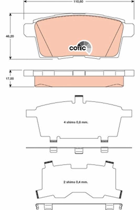 set placute frana,frana disc TRW COTEC GDB3472