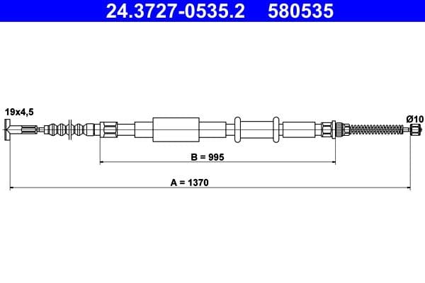 Cablu, frana de parcare ATE 24.3727-0535.2