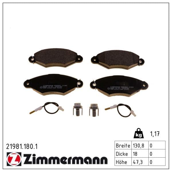 set placute frana,frana disc ZIMMERMANN 21981.180.1