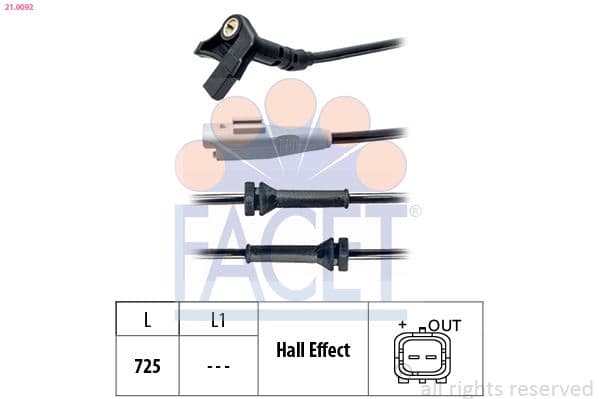 senzor,turatie roata FACET Made in Italy - OE Equivalent 21.0092