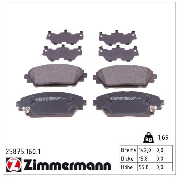 set placute frana,frana disc ZIMMERMANN 25875.160.1