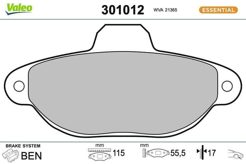 set placute frana,frana disc VALEO ESSENTIAL 301012