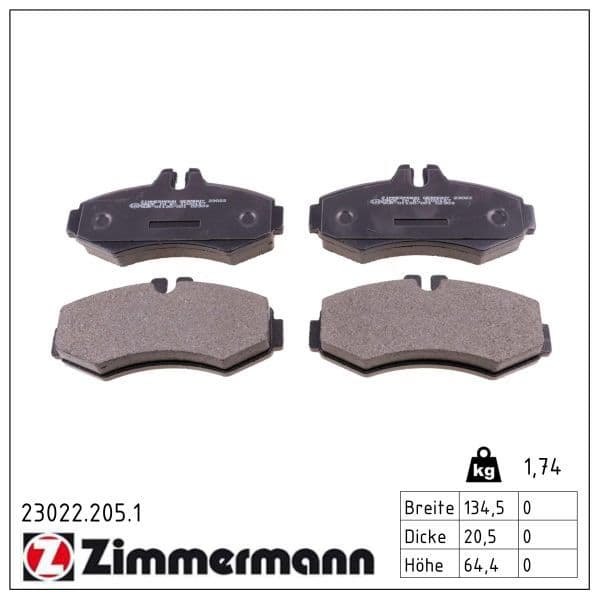 set placute frana,frana disc ZIMMERMANN 23022.205.1