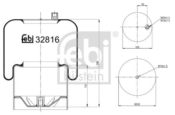 Burduf, suspensie pneumatica FEBI BILSTEIN 32816