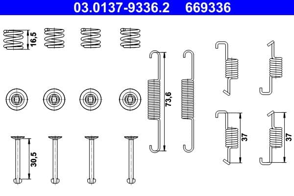 set accesorii, saboti frana parcare ATE 03.0137-9336.2