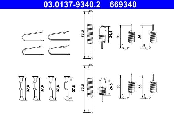 set accesorii, saboti frana parcare ATE 03.0137-9340.2