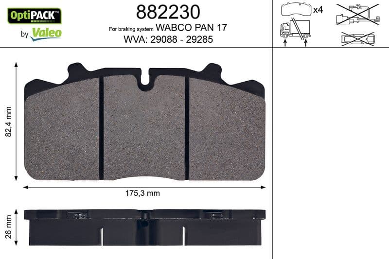 set placute frana,frana disc VALEO OPTIPACK 882230