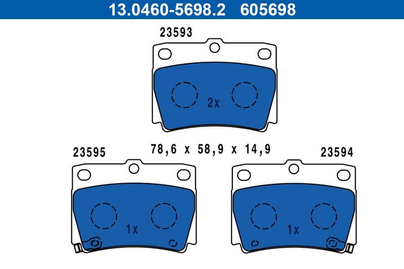 set placute frana,frana disc ATE 13.0460-5698.2