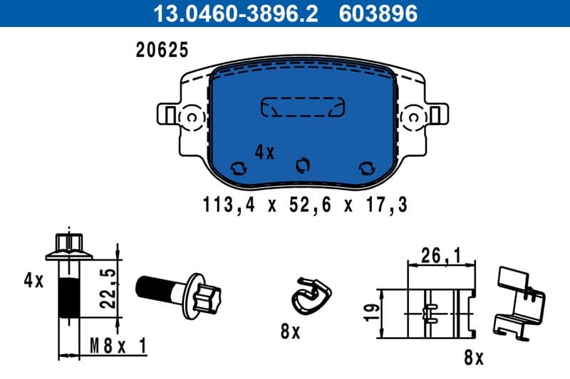 set placute frana,frana disc ATE 13.0460-3896.2