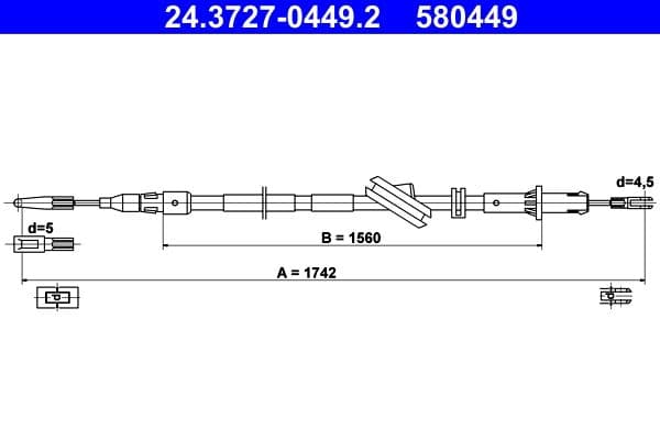Cablu, frana de parcare ATE 24.3727-0449.2