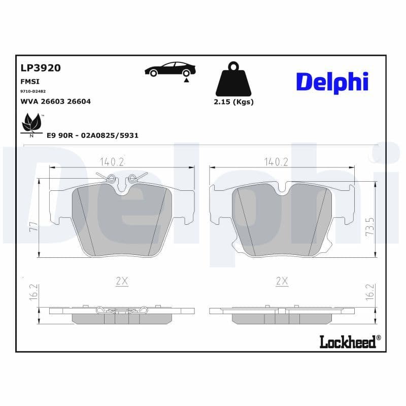 set placute frana,frana disc DELPHI LP3920