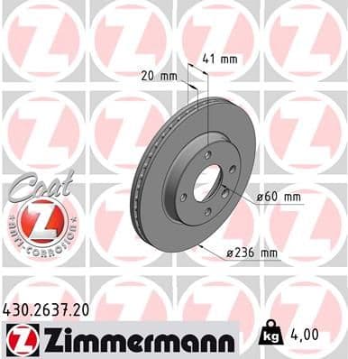 Disc frana ZIMMERMANN COAT Z 430.2637.20