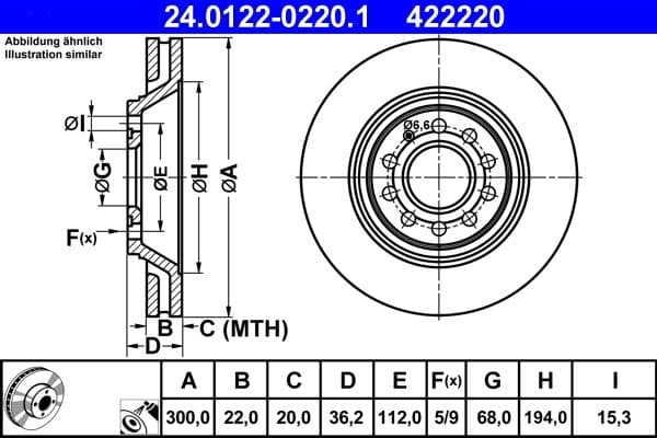 Disc frana ATE 24.0122-0220.1