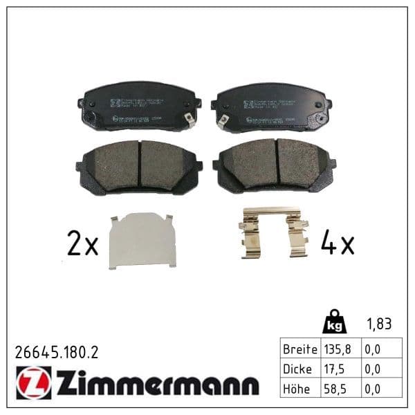 set placute frana,frana disc ZIMMERMANN 26645.180.2