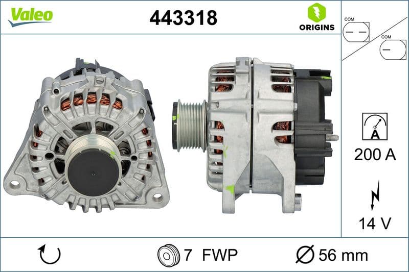 Generator / Alternator VALEO ORIGINS NEW OE TECHNOLOGY 443318