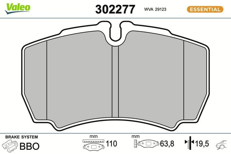 set placute frana,frana disc VALEO ESSENTIAL 302277