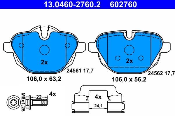 set placute frana,frana disc ATE 13.0460-2760.2