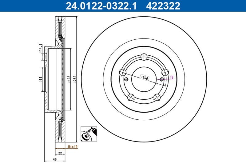 Disc frana ATE 24.0122-0322.1