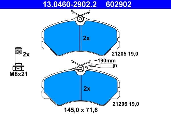set placute frana,frana disc ATE 13.0460-2902.2