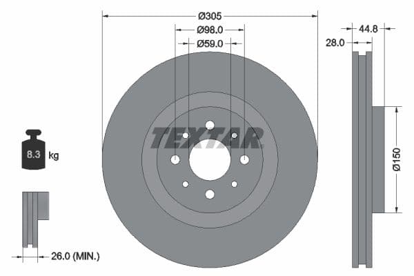 Disc frana TEXTAR PRO 92228503