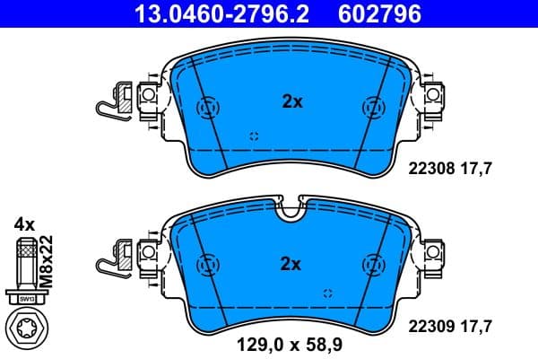 set placute frana,frana disc ATE 13.0460-2796.2