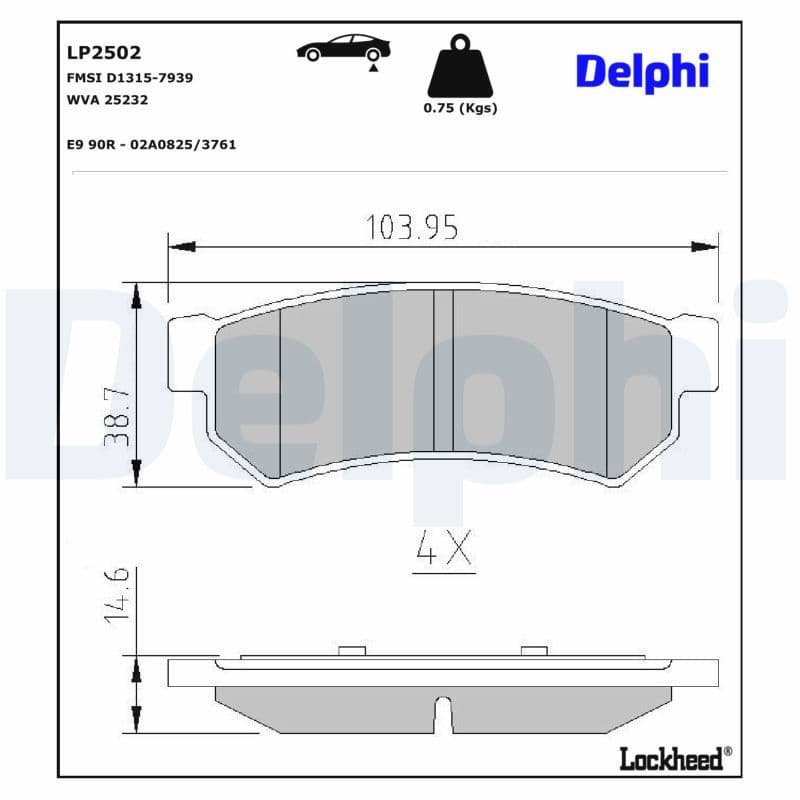 set placute frana,frana disc DELPHI LP2502
