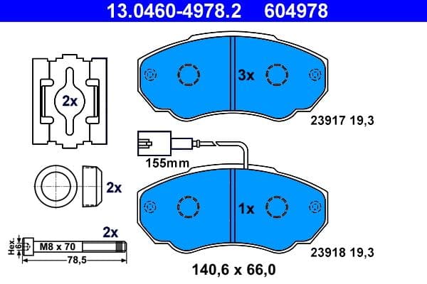 set placute frana,frana disc ATE 13.0460-4978.2