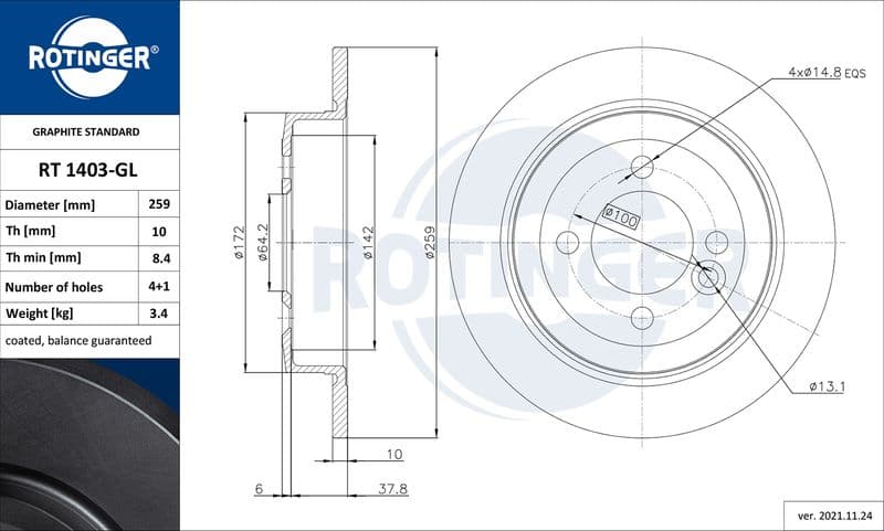 Disc frana ROTINGER GRAPHITE LINE RT 1403-GL