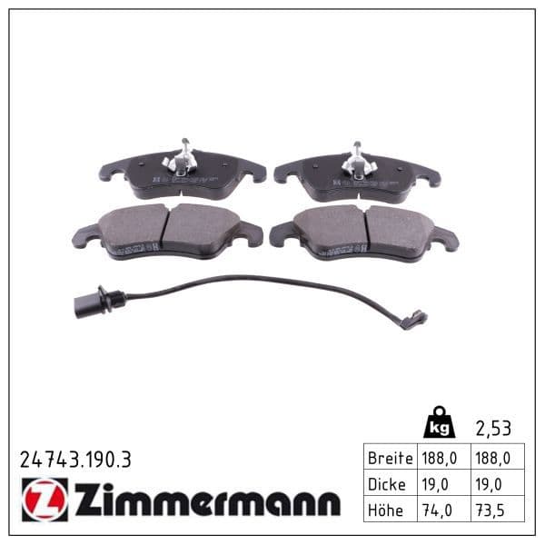 set placute frana,frana disc ZIMMERMANN 24743.190.3
