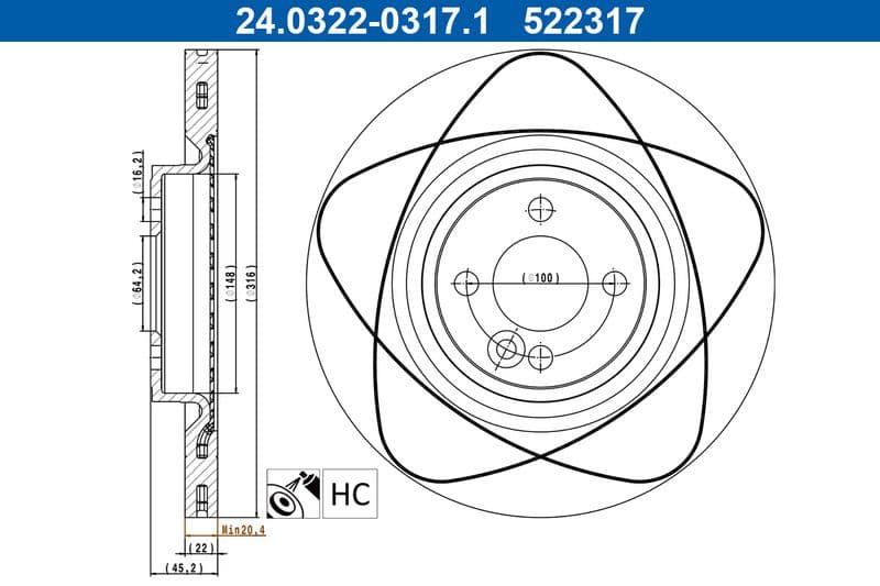 Disc frana ATE 24.0322-0317.1