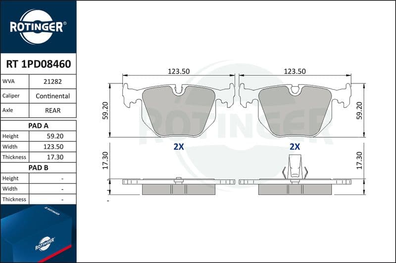 set placute frana,frana disc ROTINGER RT 1PD08460