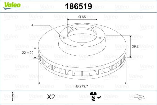 Disc frana VALEO 186519
