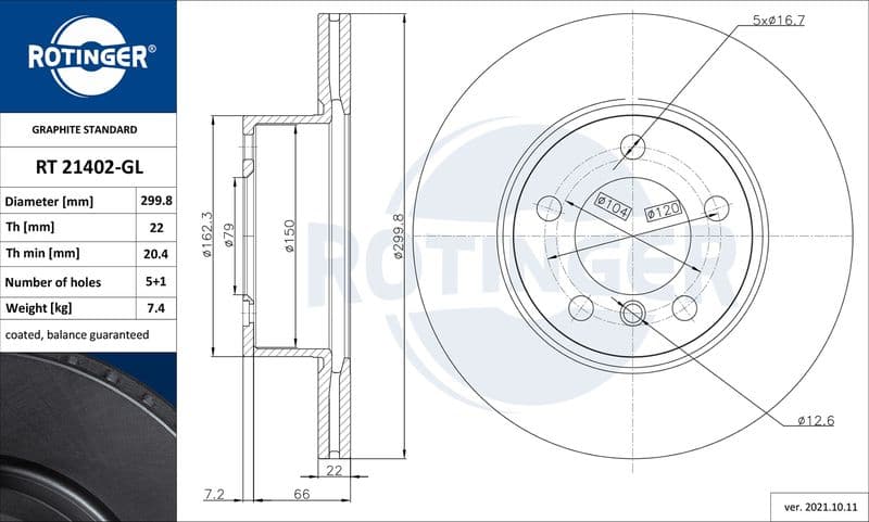 Disc frana ROTINGER GRAPHITE LINE RT 21402-GL
