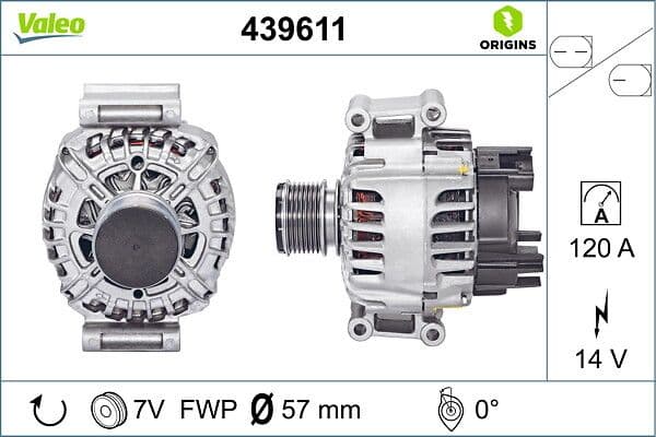 Generator / Alternator VALEO ORIGINS NEW OE TECHNOLOGY 439611