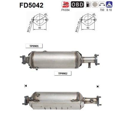 Filtru funingine/particule, sist.de esapament AS-PL FD5042