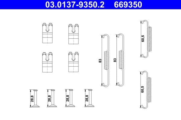 set accesorii, saboti frana parcare ATE 03.0137-9350.2
