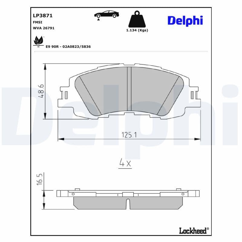 set placute frana,frana disc DELPHI LP3871