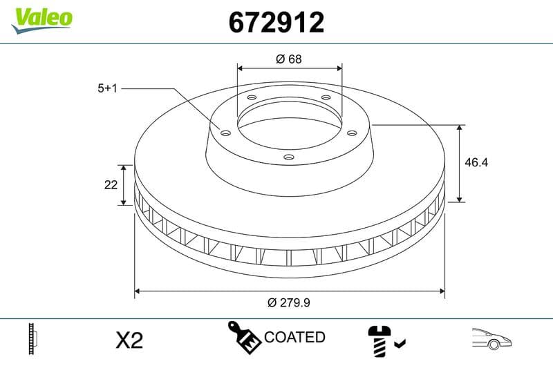Disc frana VALEO COATED 672912